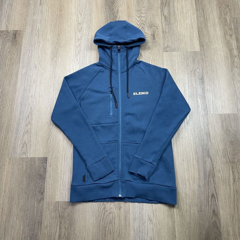 Eleiko Hoodie Women Medium Blue Full Zip Organic Cotton Recycled Fleece Athletic